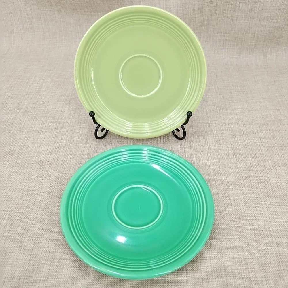 Vintage Pre 1972 Fiesta Light Green Chartreuse Saucers Lot of 2 Fiestaware VG